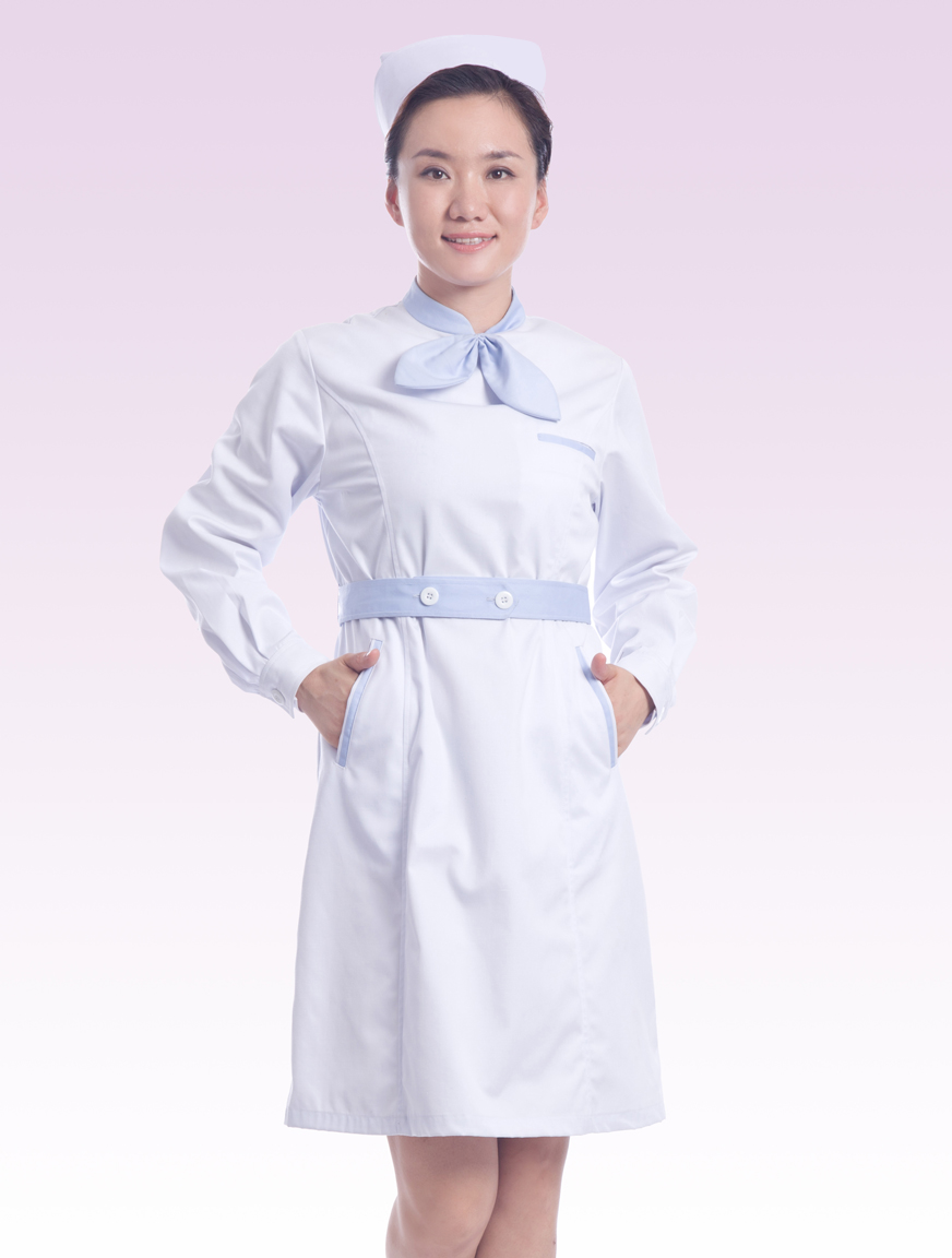 白色春秋装长袖护士服环